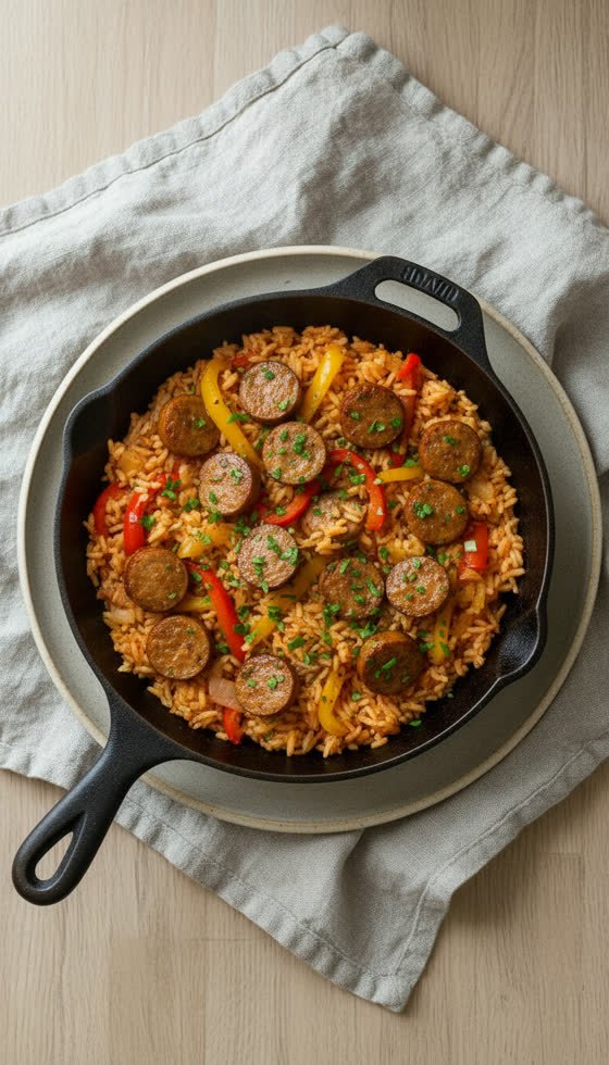 Sausage and Pepper Rice Skillet