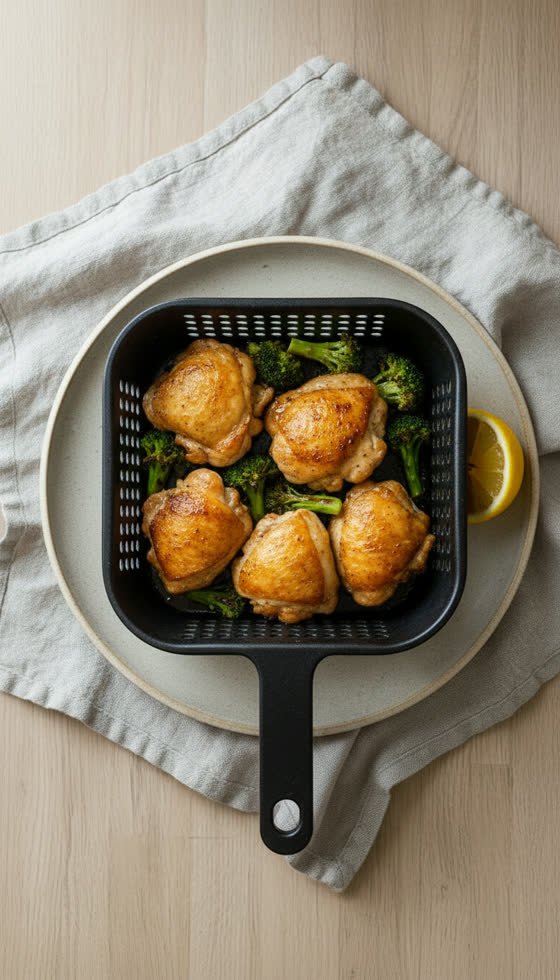 Air Fryer Thighs and Broccoli
