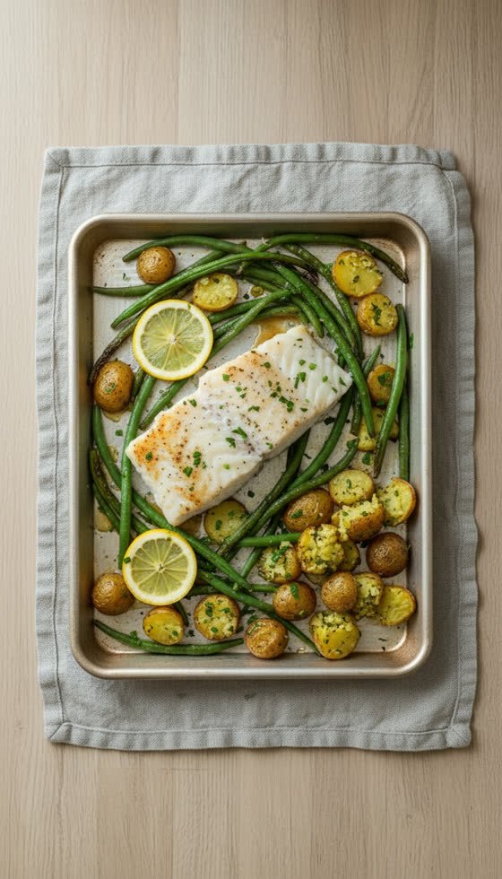 Cod with Lemon and Green Beans