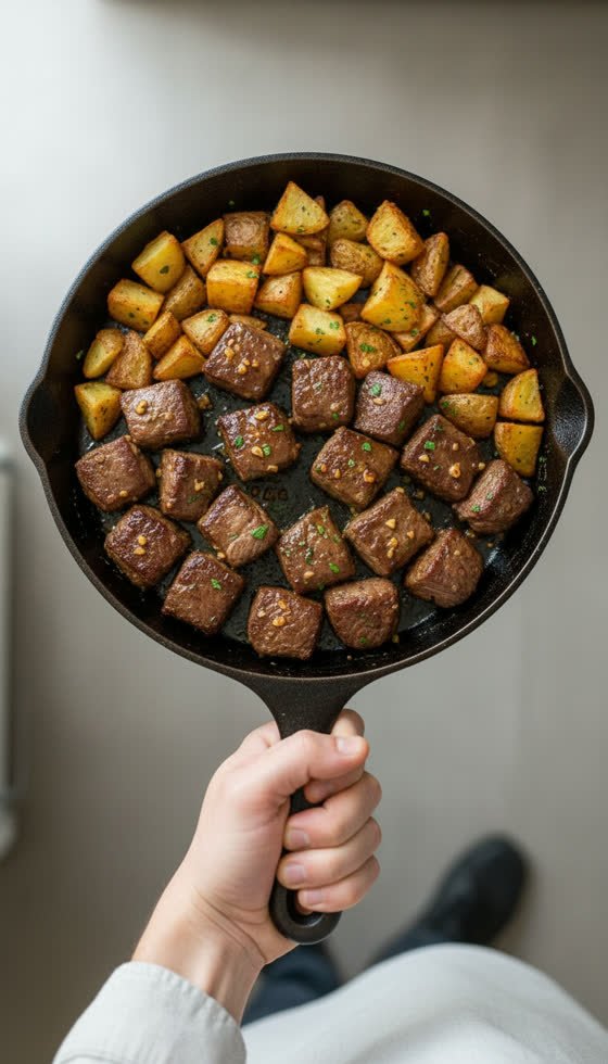Garlic Butter Steak Bites and Potatoes