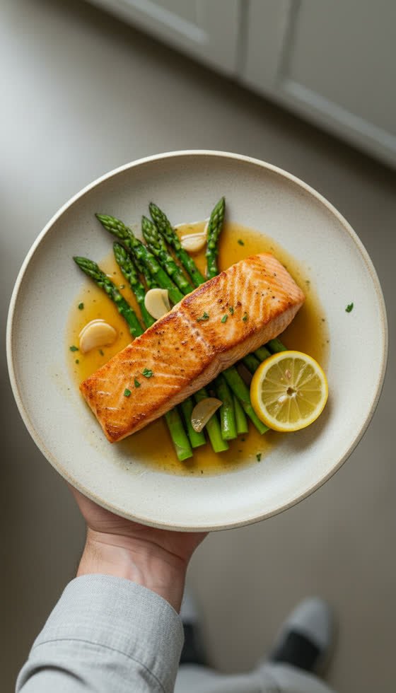 Garlic Butter Salmon and Asparagus