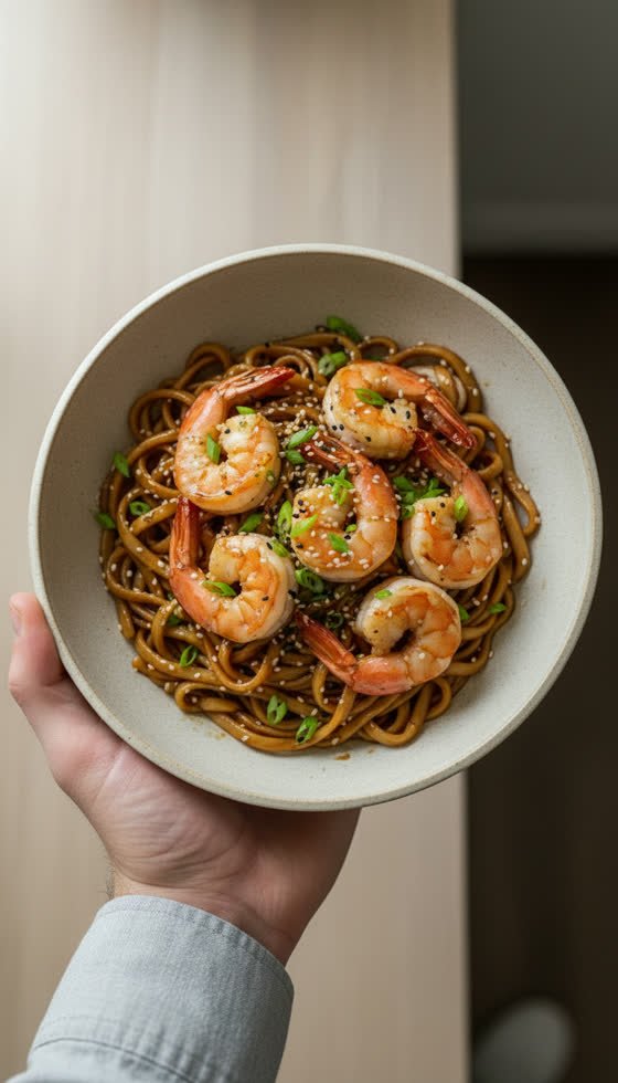 Garlic Sesame Shrimp Noodles